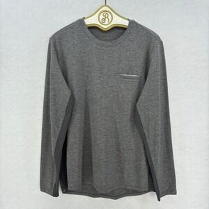 Lululemon Gray Long Sleeve Crew Neck Shirt Mens Medium Athletic Tech Pocket Tee